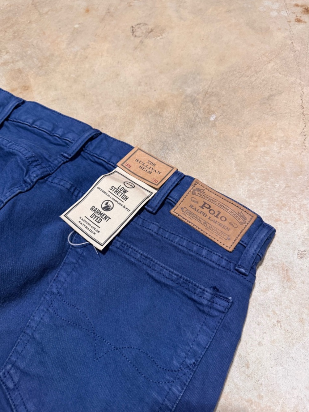 NEW Polo Ralph Lauren Varick Slim Straight Jeans Mens 38x30 Navy Denim Chino